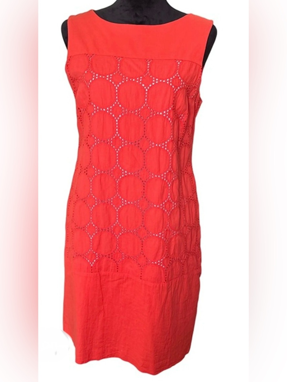 Studio One Coral Eyelet Sleeveless Shift Dress(10)